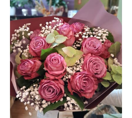Dozen Hot pink Rose Bouquet