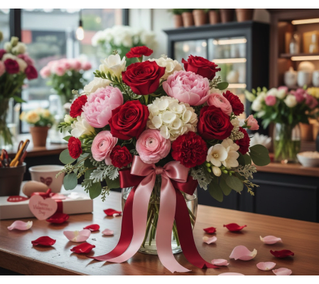 DMP's Choice VDAY Bouquet w/Vase (Florist Selected, Designs Vary)