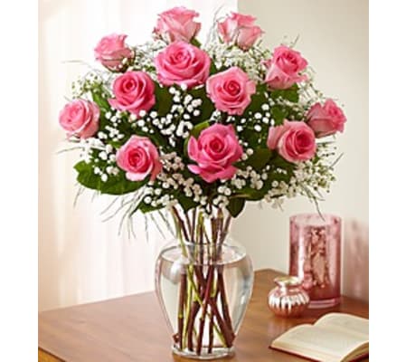 Perfectly Pink Dozen Roses 