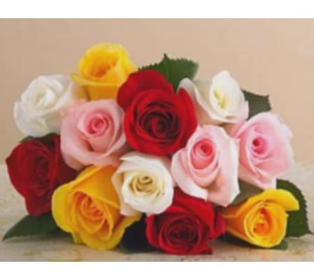 1 doz assorted ROSES BOUQUET WRAPPED