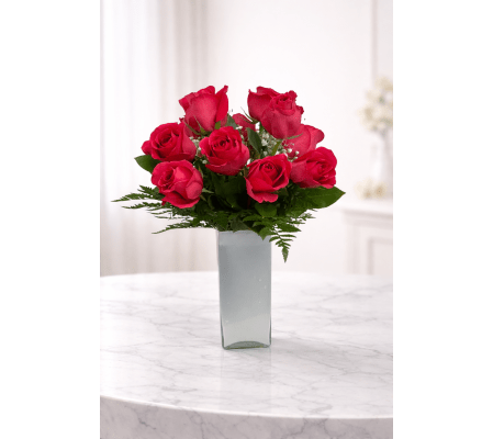 Sweetheart Hot Pink Rose Vase