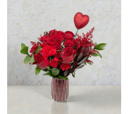 Cherry Kiss Vased Arrangement