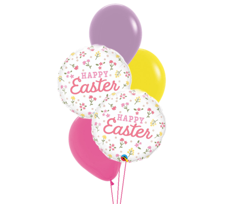 Happy Easter Ditsy Flowers Classic Balloon Bouquet