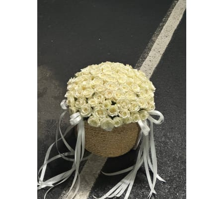 Luxury White Rose Basket