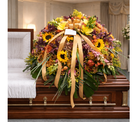 Golden Harvest Tribute Casket Spray