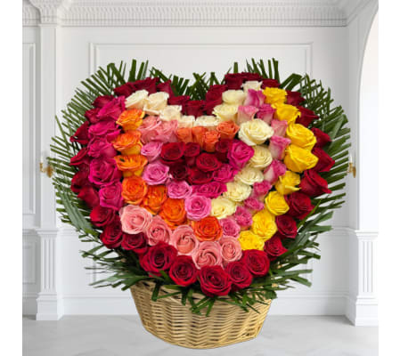 Radiant Heart Rose Basket