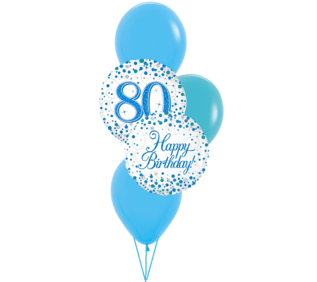 Sparkling Fizz 80th Blue Birthday Colourful Classic Balloon Bouqu