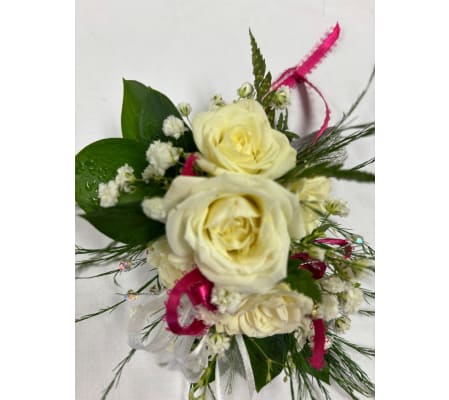 White & Pink  Wrist Corsage