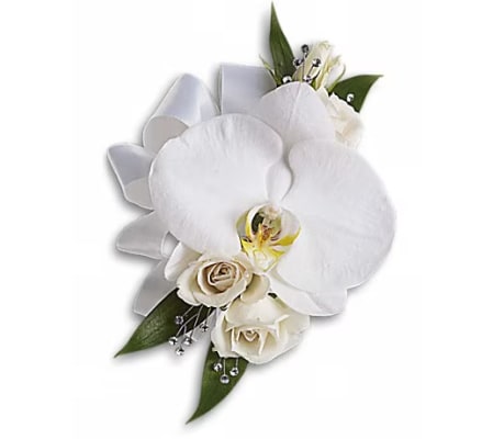 White Orchid and Rose Corsage