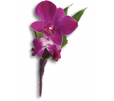 Perfect Purple Orchid Boutonniere
