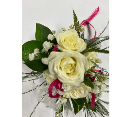White & Pink Wrist Corsage