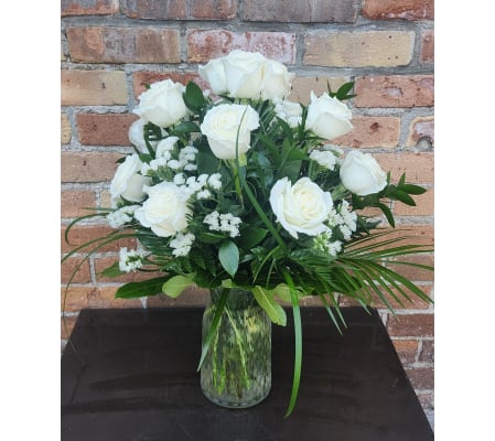 'By Design' Elegant White Roses Arranged
