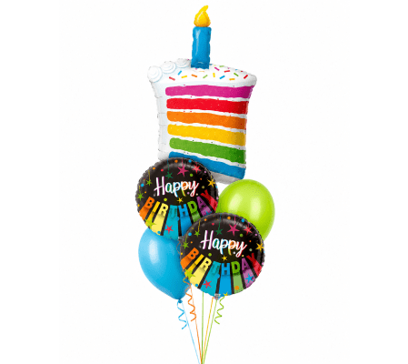 Rainbow Cake Birthday Rainbow Stripe Cheerful Balloon Bouquet