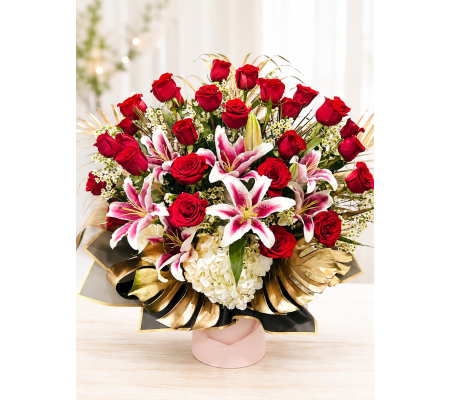 Roses and lilies in the box