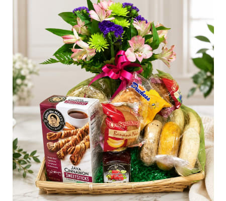 Breakfast Bagels, Muffins and Buds Basket
