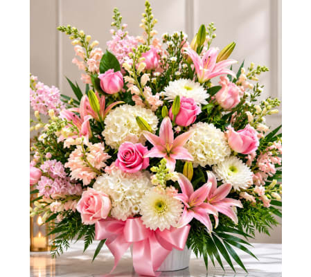 Shades of Pink Funeral Basket