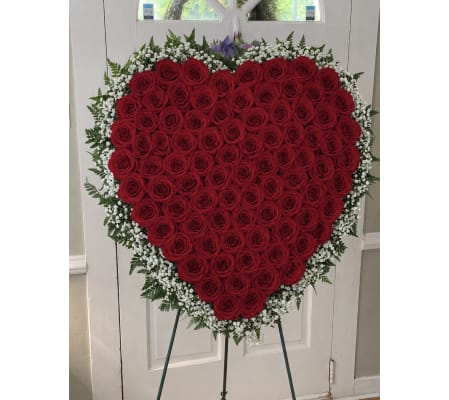 Red Rose Heart Standing Spray