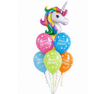 Rainbow Unicorn Birthday Awesome Balloon Bouquet