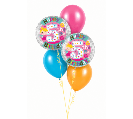 5th Birthday Girl Classic Balloon Bouquet