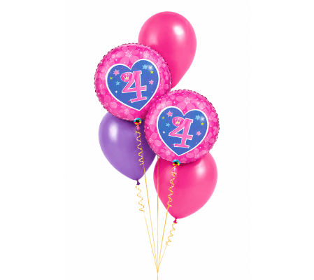 Flower 4th Birthday Classic Balloon Bouquet
