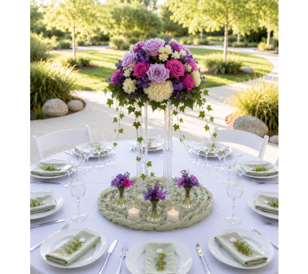 Lavender Garden Glow centerpiece