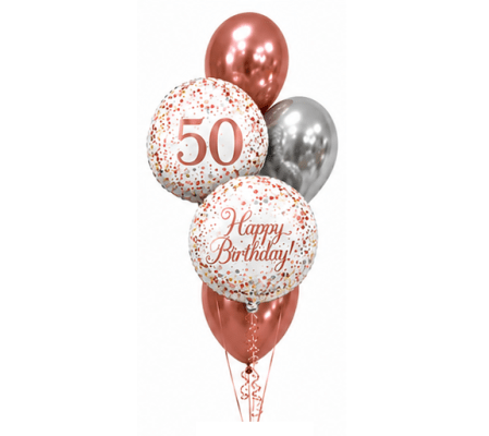 Sparkling Fizz 50th Rose Gold Birthday Classic Balloon Bouquet