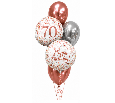 Sparkling Fizz 70th Birthday Rose Gold Classic Balloon Bouquet