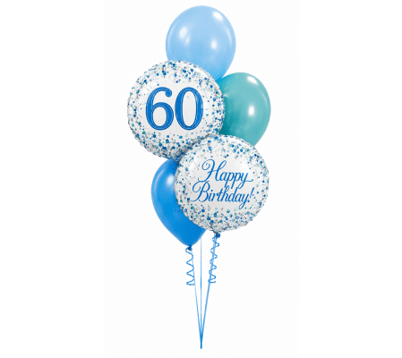 Sparkling Fizz 60th Blue Birthday Classic Balloon Bouquet