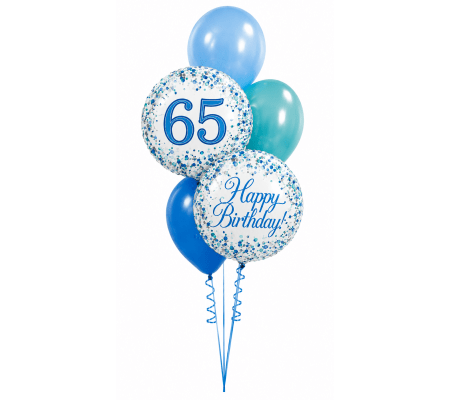 Sparkling Fizz 65th Blue Birthday Classic Balloon Bouquet