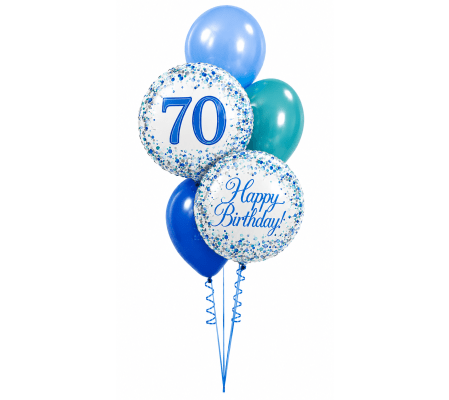 Sparkling Fizz 70th Blue Birthday Classic Balloon Bouquet
