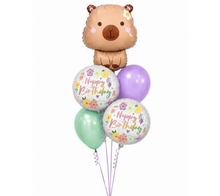 Capybara Boho Birthday Colourful Cheerful Balloon Bouquet