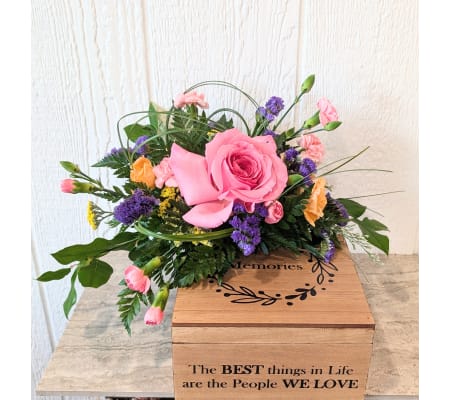 Memorial Keepsake box with flowers