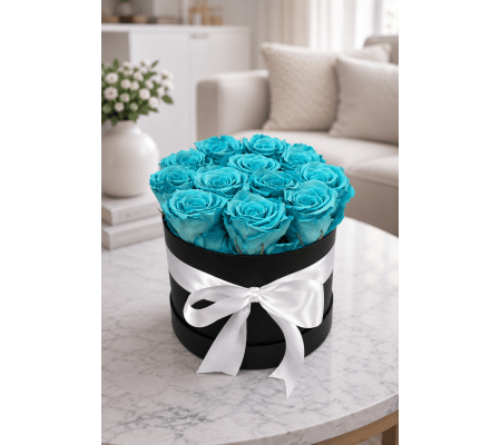 Forever Azure — Large Preserved Rose Hat Box
