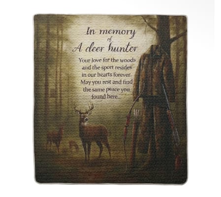 Deer Hunter In Loving Memory Quilted Throw