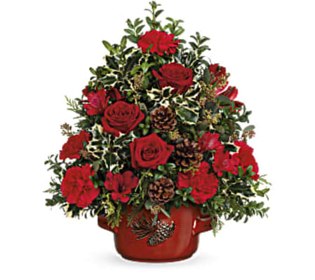 Teleflora's Holly & Pinecones Tree Bouquet