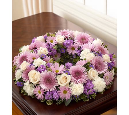 Cremation Wreath - Lavender and White
