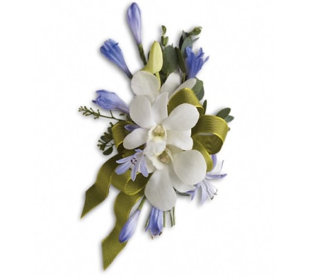 Blue and White Elegance Corsage