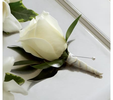 The FTD® White Rose Boutonniere