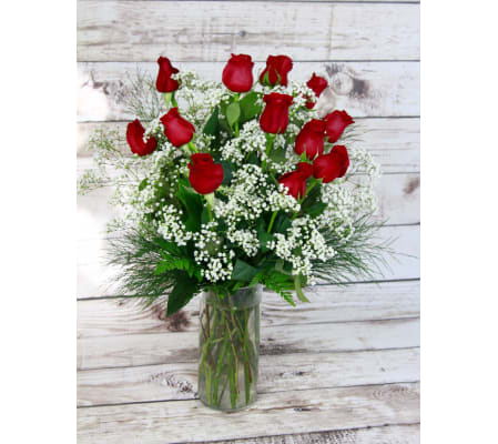 Red Roses with Baby's Breath