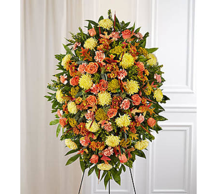 Sympathy Standing Spray in Fall Colors