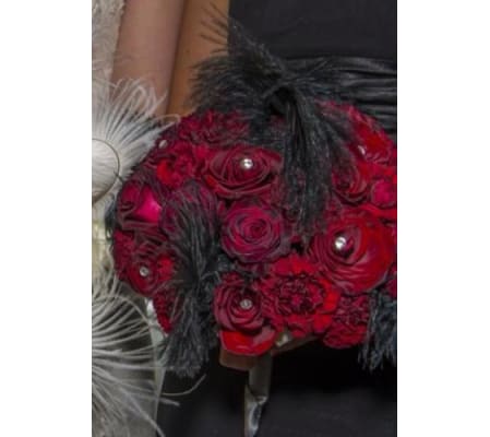 Red Rose and Feather Bouquet