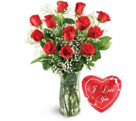 12 Classic Roses with Balloon special