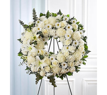 Serene Blessings White Standing Wreath