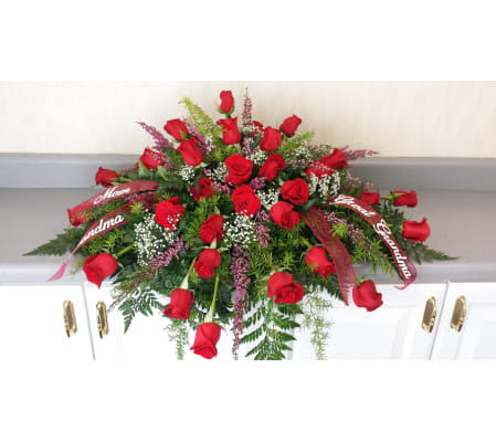 Remembrance Red Rose Casket Piece