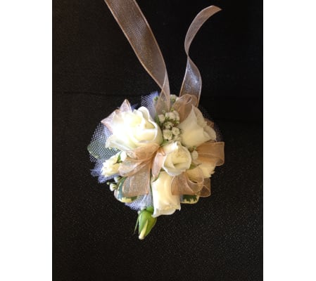 white mini rose corsage