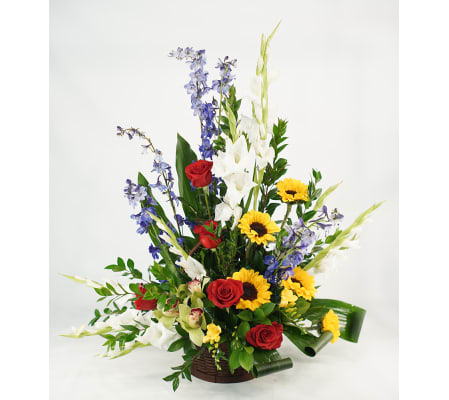 Colorful Abundance Basket with Sunflowers