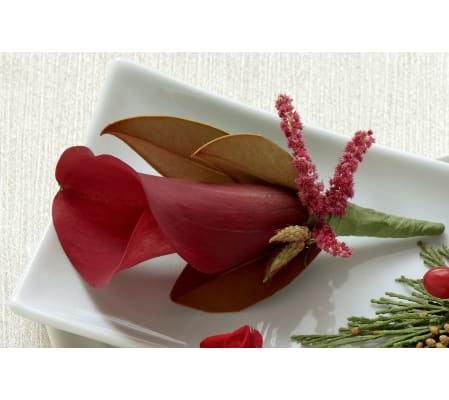 The FTD® Red Calla Boutonniere