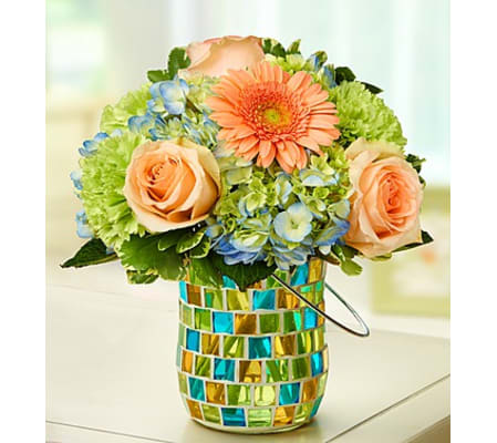 Coastal Garden in Mosaic Vase