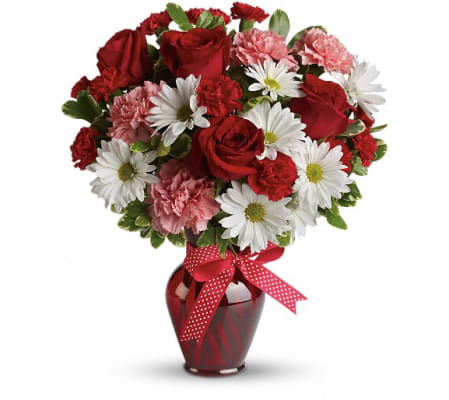 Hugs and Kisses Bouquet with Red Roses