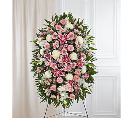 Pink & White Sympathy Standing Spray